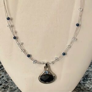 Elegant Silver and Blue Pendant Necklace